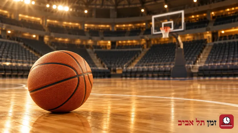 Basketball on a wooden court in a generic indoor arena, without team branding, an illustrative scene